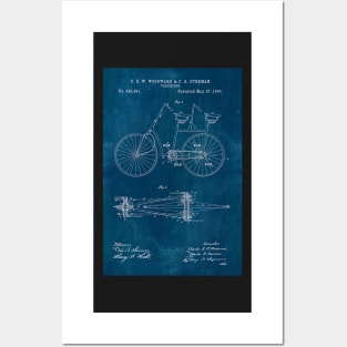 Blueprint Tandem Bicycle Patent Posters and Art